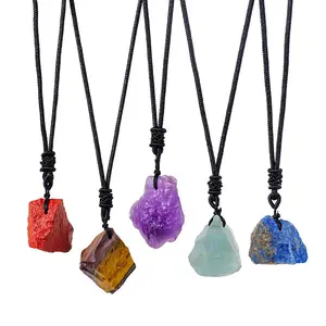 Crystal Raw Stone Necklace Pendant  Healing Natural Crystal Stone Gemstone Gorgeous Energy Jewelry Souvenir Valentine Anniversary Love Girlfriend Boyfriend Christmas Halloween Birthday Gift New Year
