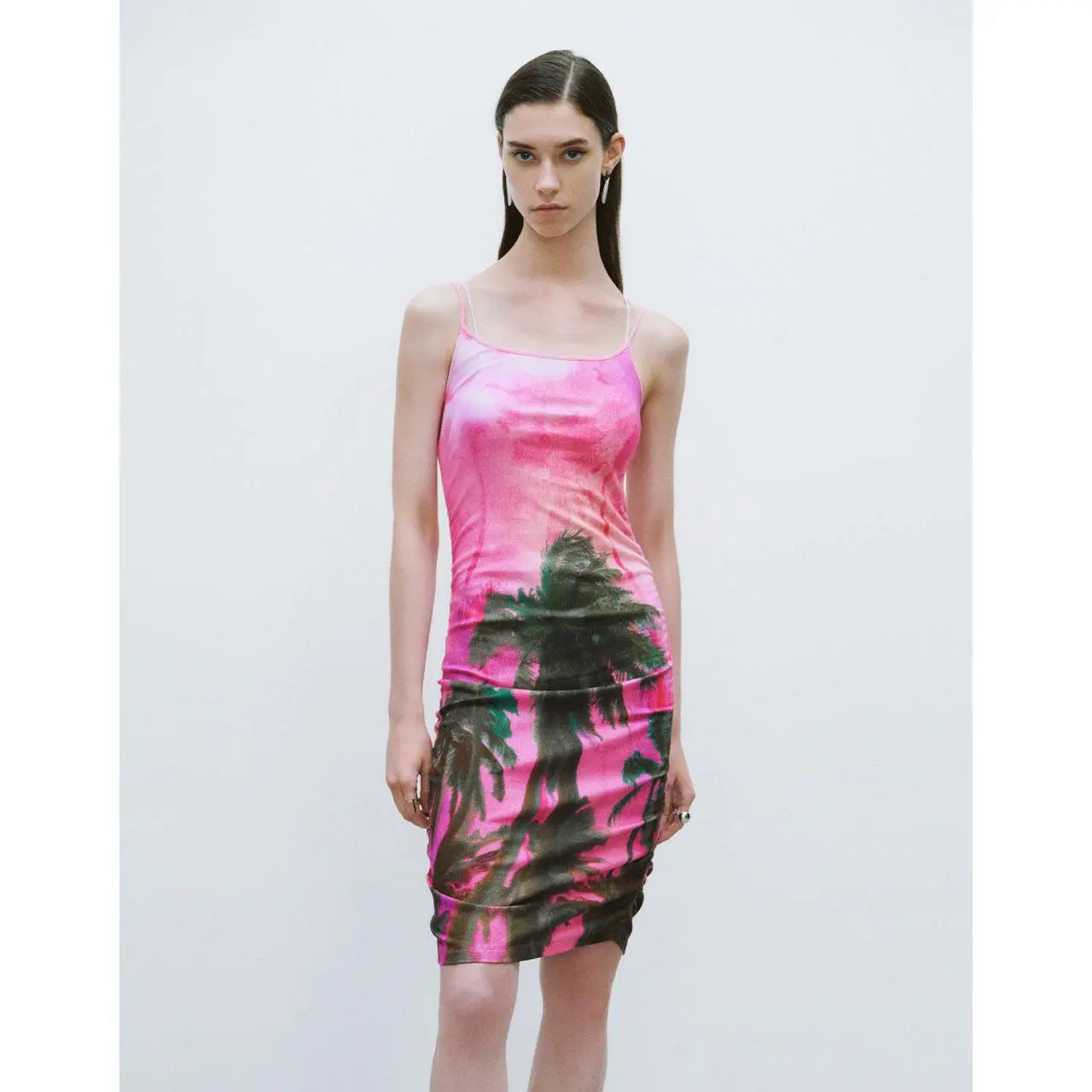 URBAN REVIVO Women's Multi-Print Off-Shoulder Bodycon Dress, Sleeveless Skinny Fit in Thin Stretch Cotton Fabric for Casual Wear, Elastane, Cold Shoulder Casual Dresses, Abstract Print Casual Dresses