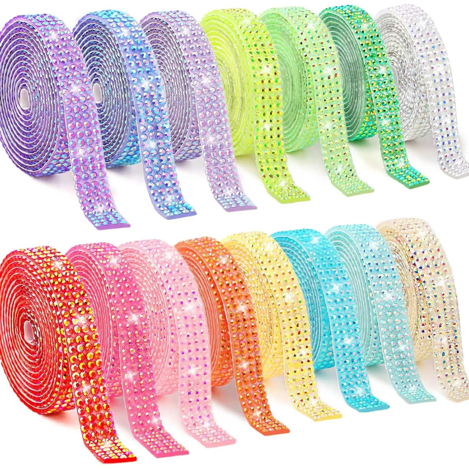 15 Yards Self Adhesive Rhinestone Strips, Rhinestone Ribbons Self Adhesive,   Bedazzling Strips Glitter Bling Rhinestones Tape Stickers for Crafts, Fabric, , Shoes, Decor