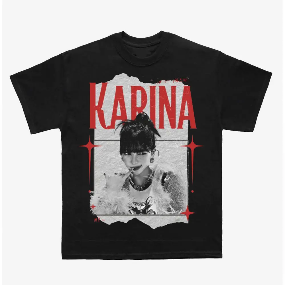 Karina K-Pop T-Shirt, Korean Pop Music Graphic Tee, Stylish Girl Group Streetwear Shirt for Fans