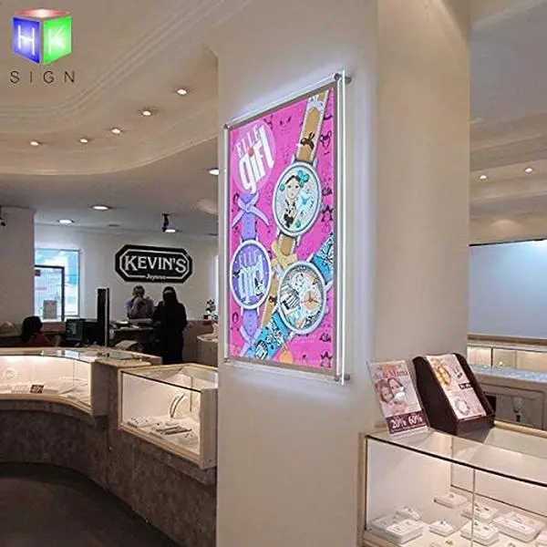 HKSIGN A2 Crystal led Backlight Photo Poster Frame Adverting Display, Business Store Office Acrylic Logo Sign Holder
