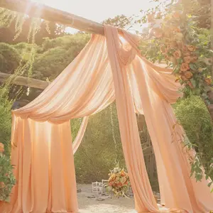 32 ft x 57" Chiffon Event Ceiling Drapery Backdrop Panel - Apricot/Peach (1pc)