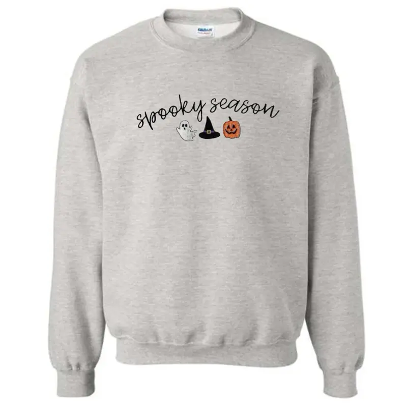 Spooky season cute icons embroidered sweatshirt / Halloween icons embroidered sweatshirt / Halloween doodles embroidered sweatshirt / spooky season doodles embroidered sweatshirt
