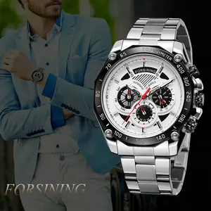 Classic and handsome round dial mechanical watch, multi-functional, fashionable, versatile and exquisite watch, waterproof and luminous, suitable for daily clothing decoration, party, birthday gift with box
