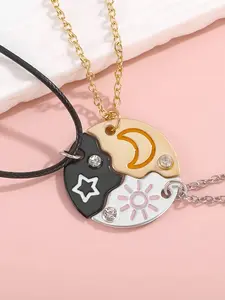 Sun, Moon, Star Magnetic Multiple Necklace Set for 3 | BFF Puzzle Design Jewelry with Sequin Details and Sparkle | Ideal Friendship Gift for Sisters & Best Friends