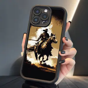Cowboy Sunset Phone Case for iPhone 17 Air 16 16e 15 14 13 12 11 Pro Max Plus X XS Soft Durable Silicone Shockproof Drop Protection Bumper Cover