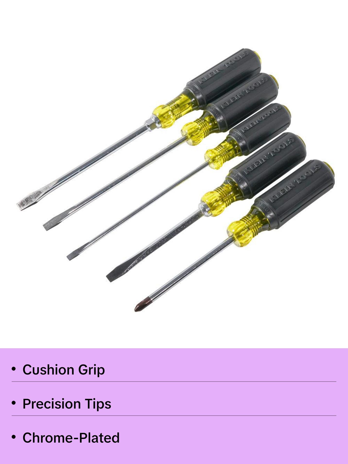 Klein Tools 85075 Screwdriver Set, Slotted and Phillips, 5-Piece Klein Tools 85075 Screwdriver Set, Slotted and Phillips, 5-Piece