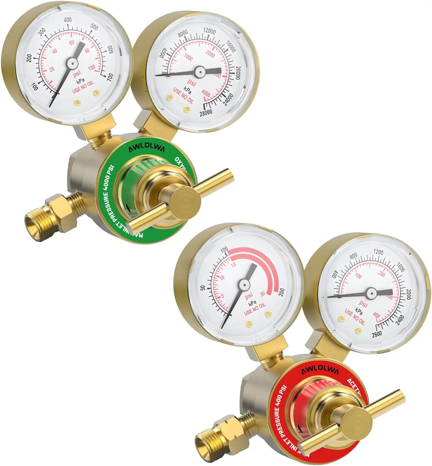 Oxygen Acetylene Regulator Set, CGA540 and CGA200 Inlet Connection 9/16"-18 (Type "B") Outlet Connection | CGA540 and CGA200 Regulators, 9/16"-18 Outlet Connection