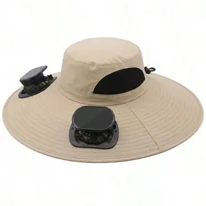 Solar Fan Cap, UV Resistant Outdoor Wide Brimmed Fisherman's Cap, With 180 ° Adjustable Fan, UPF50, USB And Solar Power Supply, Suitable For Beach, Camping, Outdoor, Fishing