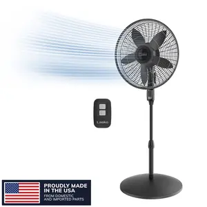 Cyclone Max 18" Oscillating Pedestal Fan with Remote, Adjustable Height and 4 Speeds for Whole Room Cooling, Black, S18605