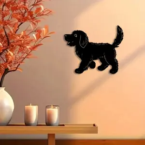 1pc Black Lab Metal Wall Art, Black Lab Statue Mural, Perfect for Laundry Room Wall, Halloween Decor, Ideal Gift for Homemakers, Durable Metal