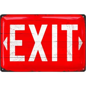 Vintage Tin Sign EXIT, Retro Diner Decor, Metal Kitchen Wall Decor, 50s Diner Decor, Retro Vintage Tin Exit Sign Room Decor for Restaurant Decor 12x8