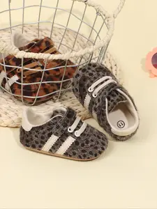 Boys Leopard Print Cloth Slip-On Sneakers, Anti-Slip Casual Sports Shoes for Babies, Cute Walking Shoes for Spring & Fall, Baby Walking Shoes, Infant Sneakers, Prewalker Shoes, First Walker Shoes