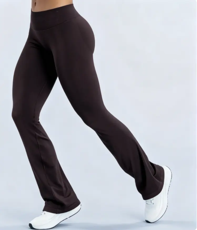 Seamless women’s yoga flared wide-leg pants, slightly flared, suitable for outdoor wear, cycling, fitness, and running; long athletic pants