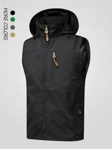 Men's Hooded Fitted Fishing Vest, Outdoor Hiking Camping Tactical Gilet Vest, Multi-Functional Summer Workwear Photography Jacket, All Seasons Vest