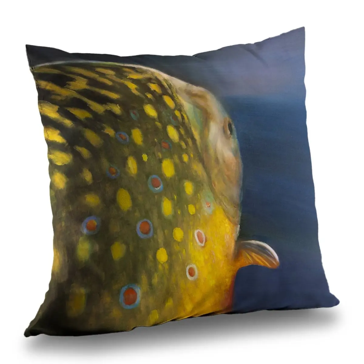 Begin Home Decor C1PT1414SRGPI0 14 x 14 in. Golden Trout Fish Throw Pillow - Marine Poly Twill Decor