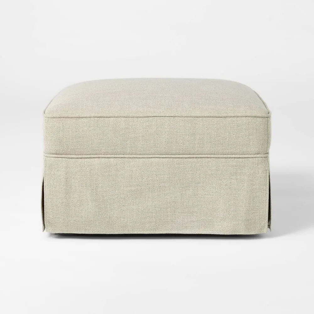 Vivian Park Ottoman Fern Green - Threshold designed with Studio McGee: Comfy Upholstered No Assembly Required
