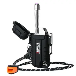 SUPRUS Waterproof Lighter Windproof Lighter Arc Plasma Lighters USB-C Rechargeable with Expandable and Flexible Neck for Outdoor, Camping & Kitchen