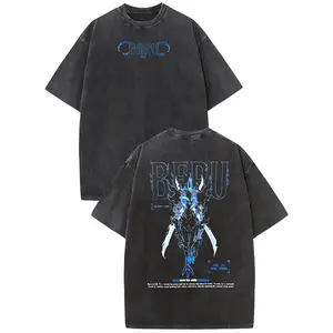 Solo Leveling  Double Printed Oversize Lightweight Acid Washed Tee, Gift For  Fan KING OF INSECTS - BERU .Unisex Casual , Cotton Short Sleeve, Washed Vintage Men's T-Shirt。me core,my look alike,animation meme,autumn,cowpoke,neon black,mothers day gift.