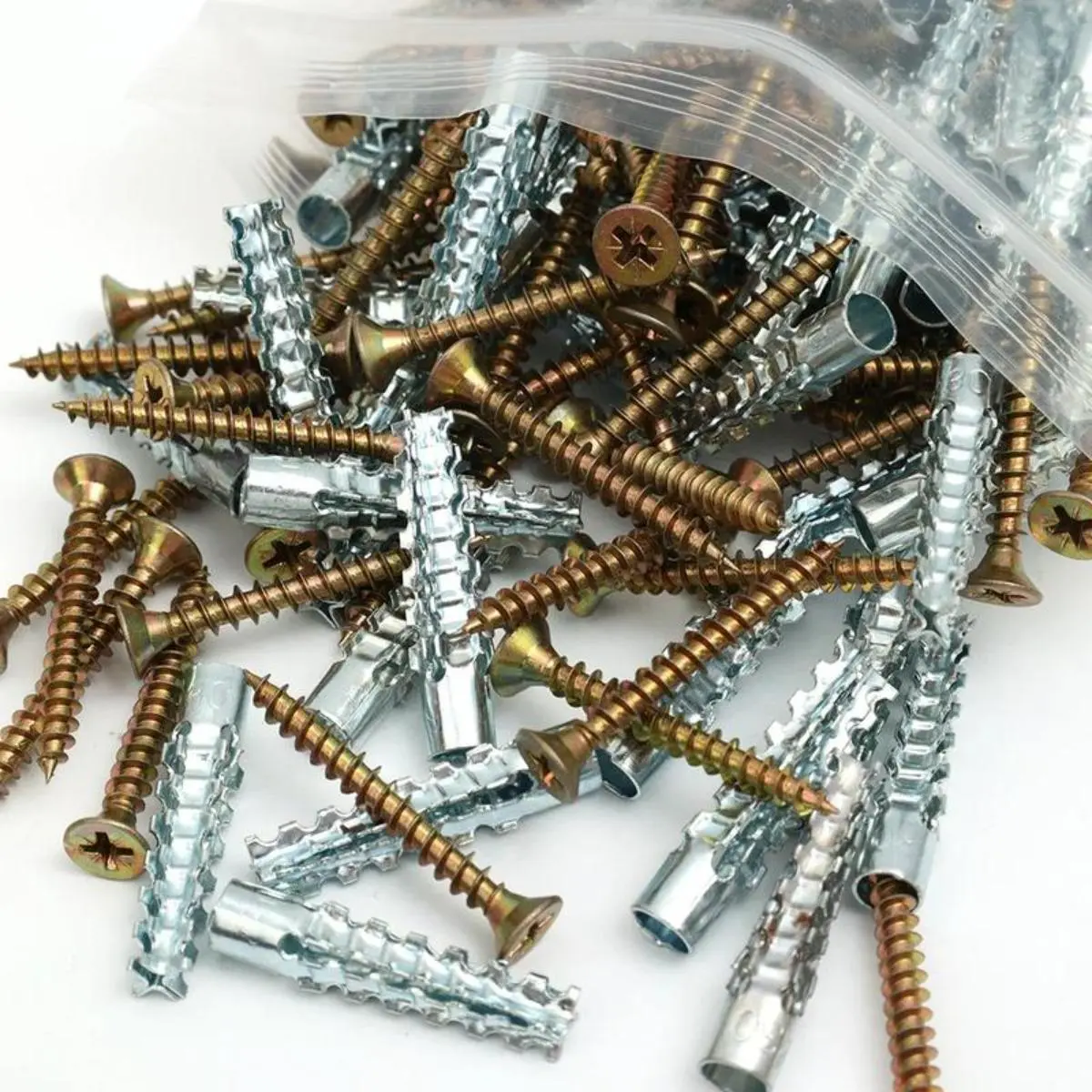 50 Pairs of Tree-shaped Wall Anchors with Screws, Lightweight Brick-specific Metal Expansion Screws, Heavy-duty Steel Repair Kit for Hollow Concrete Walls and Drywall, Expansion Bolts, Hex Cap Screws