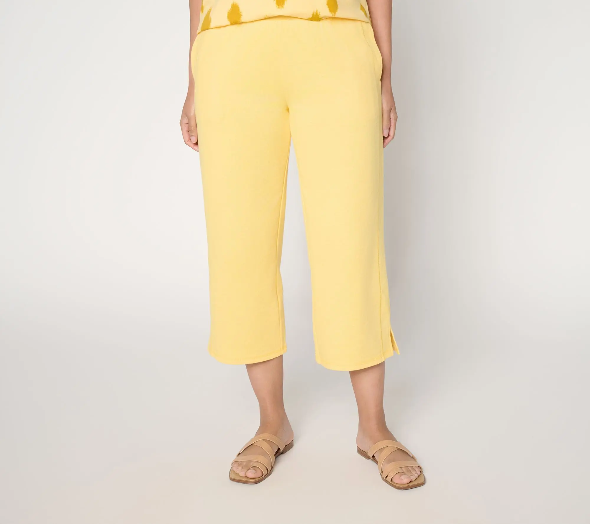 AnyBody Petite Cotton French Terry Cropped Pants