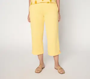 AnyBody Petite Cotton French Terry Cropped Pants