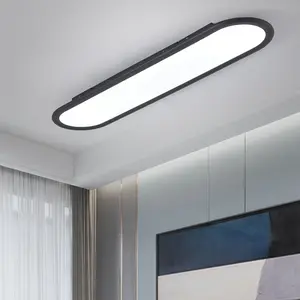 Modern 36W LED Linear Ceiling Light, 27.6" Ultra-Slim Low Profile Fixture for Bedroom Kitchen Closet Hallway, Black/Cool White 6500K