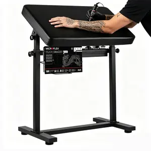 Large Tattoo Armrest Stand，Tattoo Arm Rest with PU Leather Soft Sponge, Armrest Tattoo with Rack and Storage Compartment, 180°Rotation Adjustable Height & Angel for Tattoo Station Tattoo Equipment