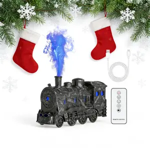 Train Shaped Aroma Diffuser, USB Powered Essential Oil Diffuser with Night Light, Aromatherapy Cool Mist Dual Spray Mode for Home Office Hotel