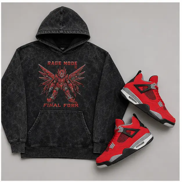 Wash Hoodie To Match Jordan 4 Toro Bravo Retro - Rage Mode: Final Form
