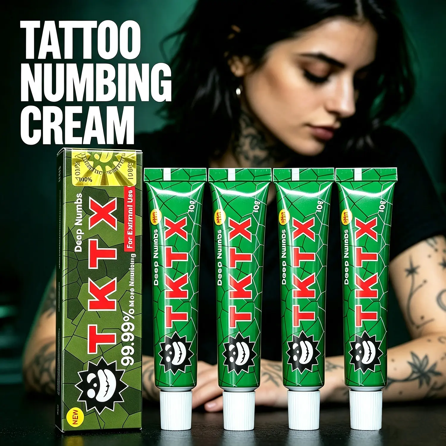 4 Pcs Tattoo Numbing Cream, Maximum Strength Fast-Acting Topical Anesthetic for Tattoos, Microblading Pain Relief, Numbing Cream Tattoo
