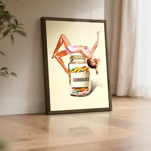 Wooden Acrylic Framed Canvas Painting, Retro Style, Vintage Wall Art, Woman Painting Poster, Wall Art Decor Living Room Bedroom Office, Home Decoration, Perfect Gift