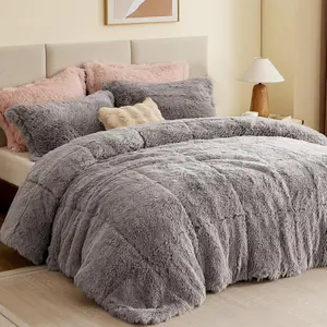 Intelligent Design Malea Shaggy Comforter Set, Long Faux Fur Cozy down Alternative, Modern Casual Ultra Soft All Season Fluffy Bedding with Matching Sham, King/Cal King, Grey 3 Piece E&E Co. Ltd DBA JLA Home