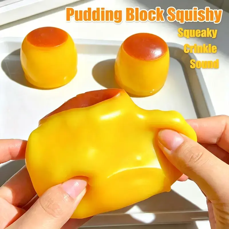 Pudding Moldable Squishy Toy With Block & Clay Fill, Squeaky Sound Squeeze Fidget Toy, Infinite Stress‑Relief Portable Decompression Squeeze Toy, Halloween Exchange Gift for Kids