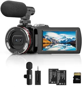 Video Camera, Camcorder 4K, 64MP 30FPS Dual Lens Camera with  Mic for Vlogging YouTube, Ultra  3 Inch Screen 21X Digital Zoom, Video Recorder Camera with 64GB SD Card