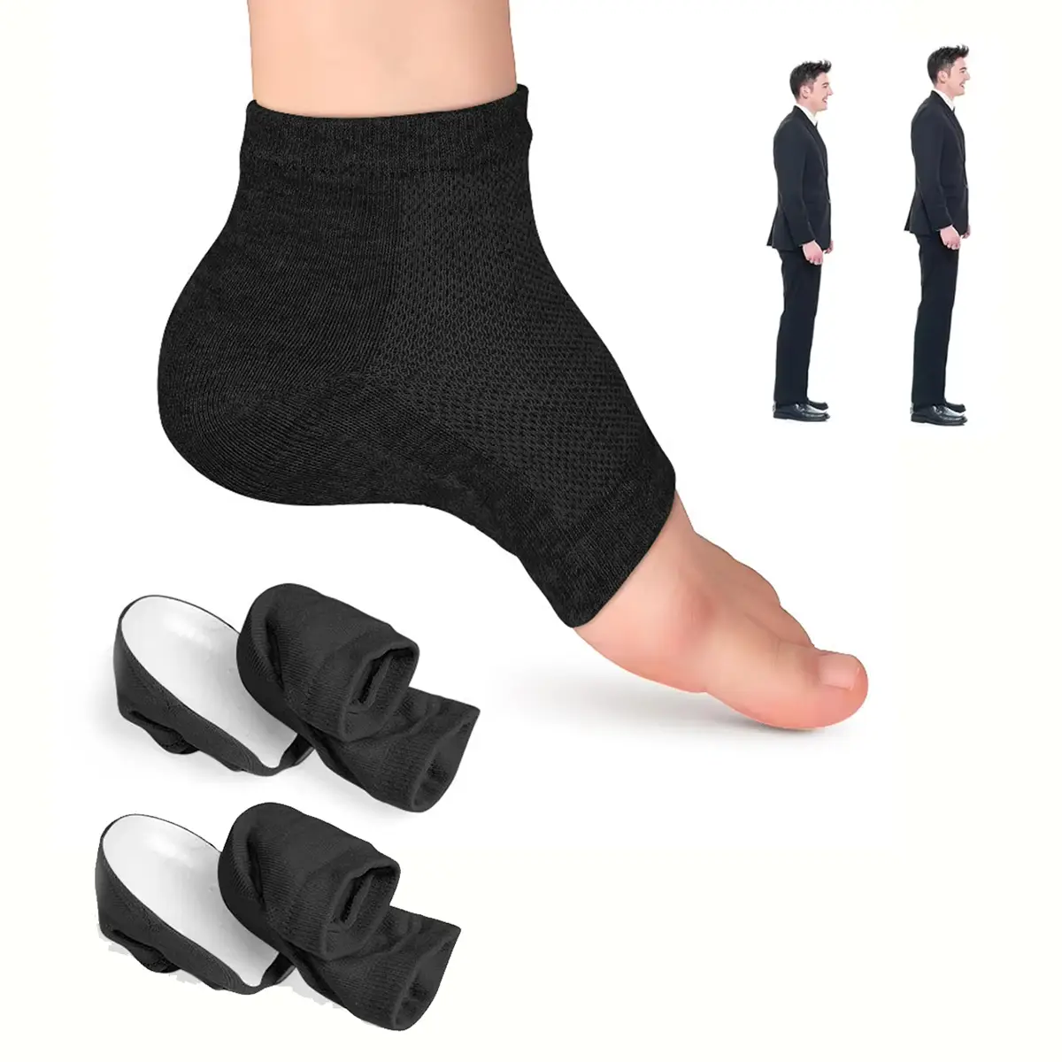 1 Pair of Height Increasing Socks, 2.5/3.5cm Height Increasing Insoles, Invisible Heel Pads, Half Height Increasing Insoles for Men and Women