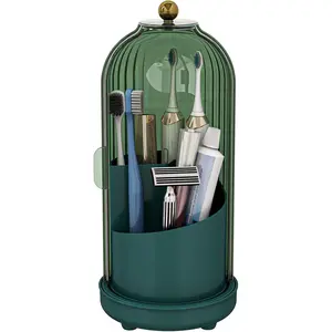 Drainable Toothbrush Holder, 3 Slots Tooth Brushing Holder Bathroom Toothbrush Holder Toothpaste Holder Stand Bathroom Accessories Organizer  Dustproof Mother's day Father's day Gift