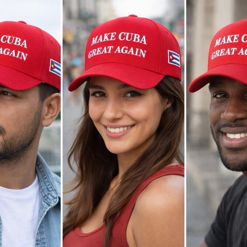 Make Cuba Great Again Hat with Cuban Flag Patch Red Baseball Cap for Support