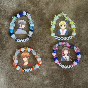 Fruits Basket Kandi Beaded Bracelets Yuki Momiji Kyo Thoru Anime Concert Rave with Character Designs and Colorful Beads