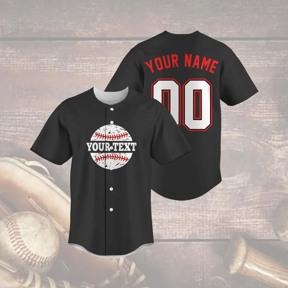 Custom Baseball Jersey, Personalized Team Name Shirt, Your Text and Number, Black Softball Uniform, Game Day Fan Gift, Sports Apparel 18P