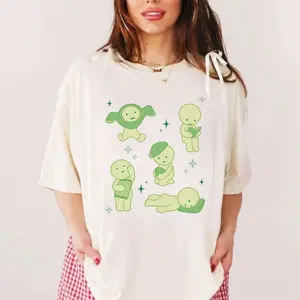 Cute Smiski Shirt Y2K 90s Homebody Club Graphic Tee Smiski Comfort Colors Oversized T-Shirt Kewpie Cherub Sonny Angel Lover Gift Green Guy TPF