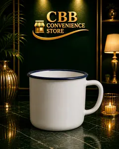 White 12oz Enamel Coffee Tea Mug, Enamel Drinking Cups for Home/Travel, GODE EMAYE KI SOTI AYITI