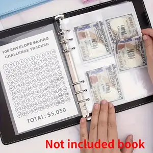 100 Envelope Savings Challenge Kit - A5 Binder Inserts Transparent Cash Storage Bags, Protective Sleeves for Photo Cards & Binder Collectibles