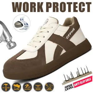 Women's Non Slip Work Shoes with Steel Toe Protection, Puncture Resistant, Lightweight & Breathable Safety Sneakers for Nurses and Servers Standing All Day