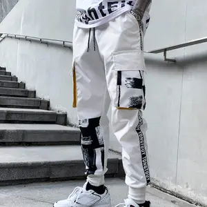XYXIONGMAO Men's White Tactical Harem Pants with Pockets Techwear Streetwear Hip Hop Joggers Sweatpants Cargo Pants for Men