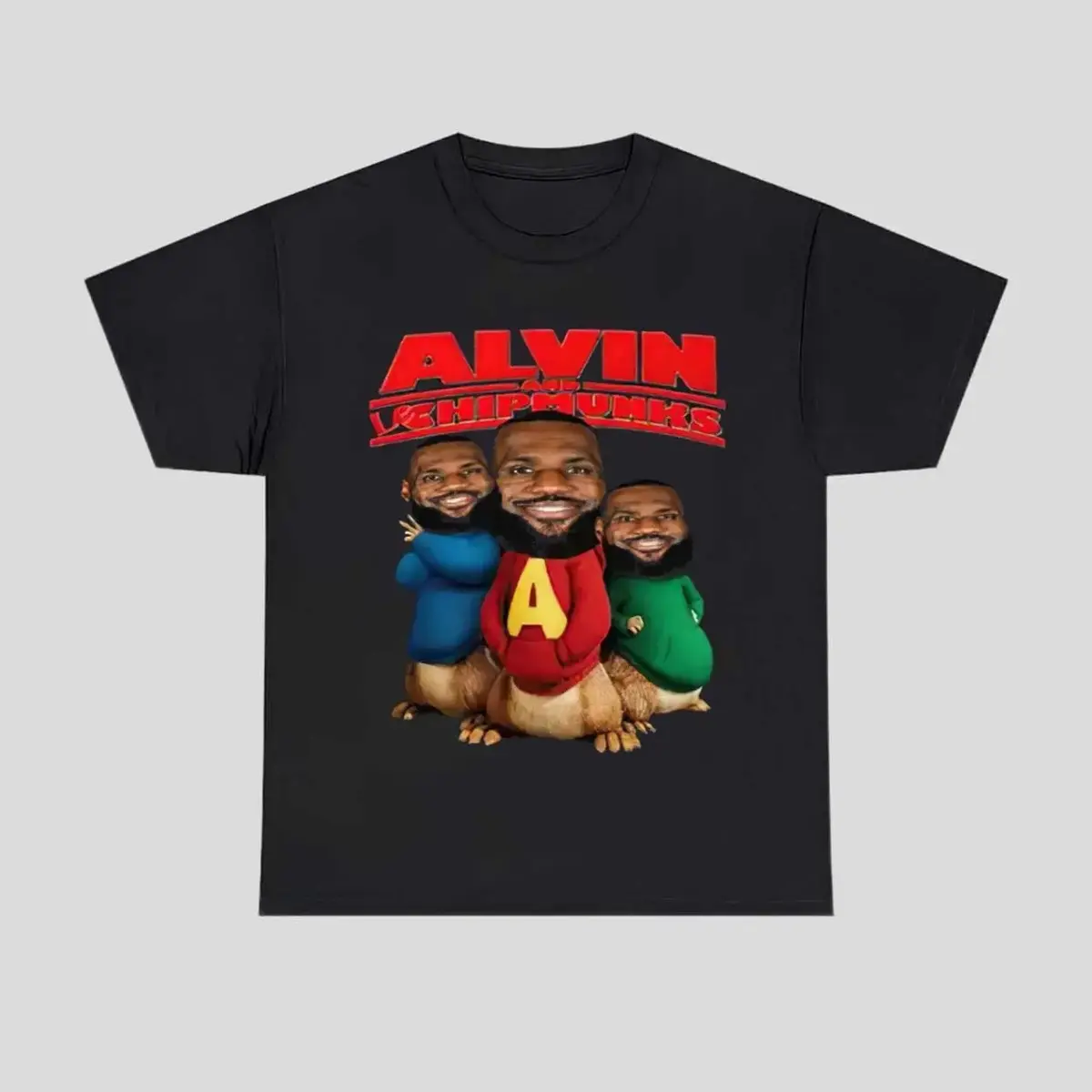 Lebron James x Alvin And The Chipmunks Short-Sleeve Round-Neck Cotton Fabric Digital Print T-Shirt - Smooth Soft Seamless Sports Top for Casual Wear, Clothes, Graphic Tees, Crew Neck, T Shirts, Shortsleeve, Cartoon Print Tee, Menswear, Good Graphic Tees S