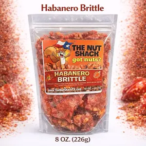The Nut Shack Crunchy Habanero Peanut Brittle Half Pound Resealable Bag Vegan Gluten-Free Protein Rich Texas Style Snack