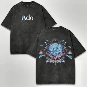 Ado Hibana Ed Graphic Tee - Double Printed Japan Tour Shirt Vocaloid Streetwear Drop Cotton Tee Crewneck Fabric Hood Sof Hoodied Cotton Tops for All