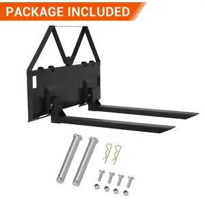 46" Heavy-Duty 3200 lbs Capacity  Pallet Forks Global Skid Steer Attachment for Tractor Quick Attach Clamp-On with Hitch Receiver –  for Farm & Warehouse – Orange Steel