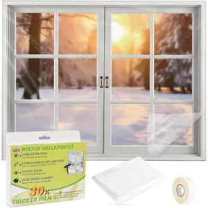 Window Insulation Kit, 62X126inch 0.9 Mil Window Plastic for Winterizing, Indoor Plastic Window Covering with Wide Tape, Insulates 3 Standard (3'x5') Windows
